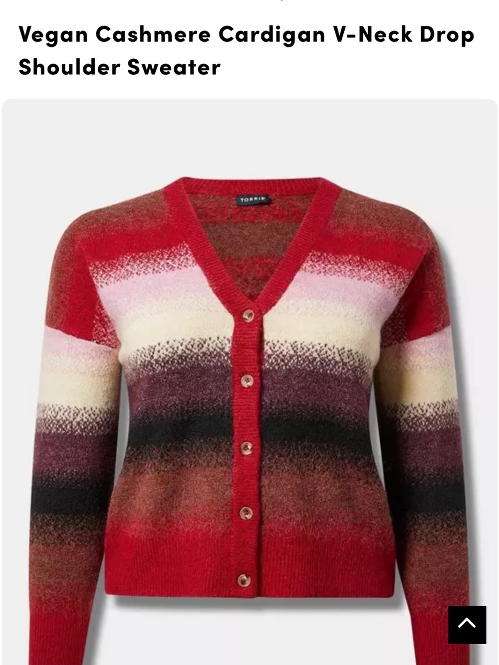torrid Red Ombre V‑Neck Stripe Button Cardigan